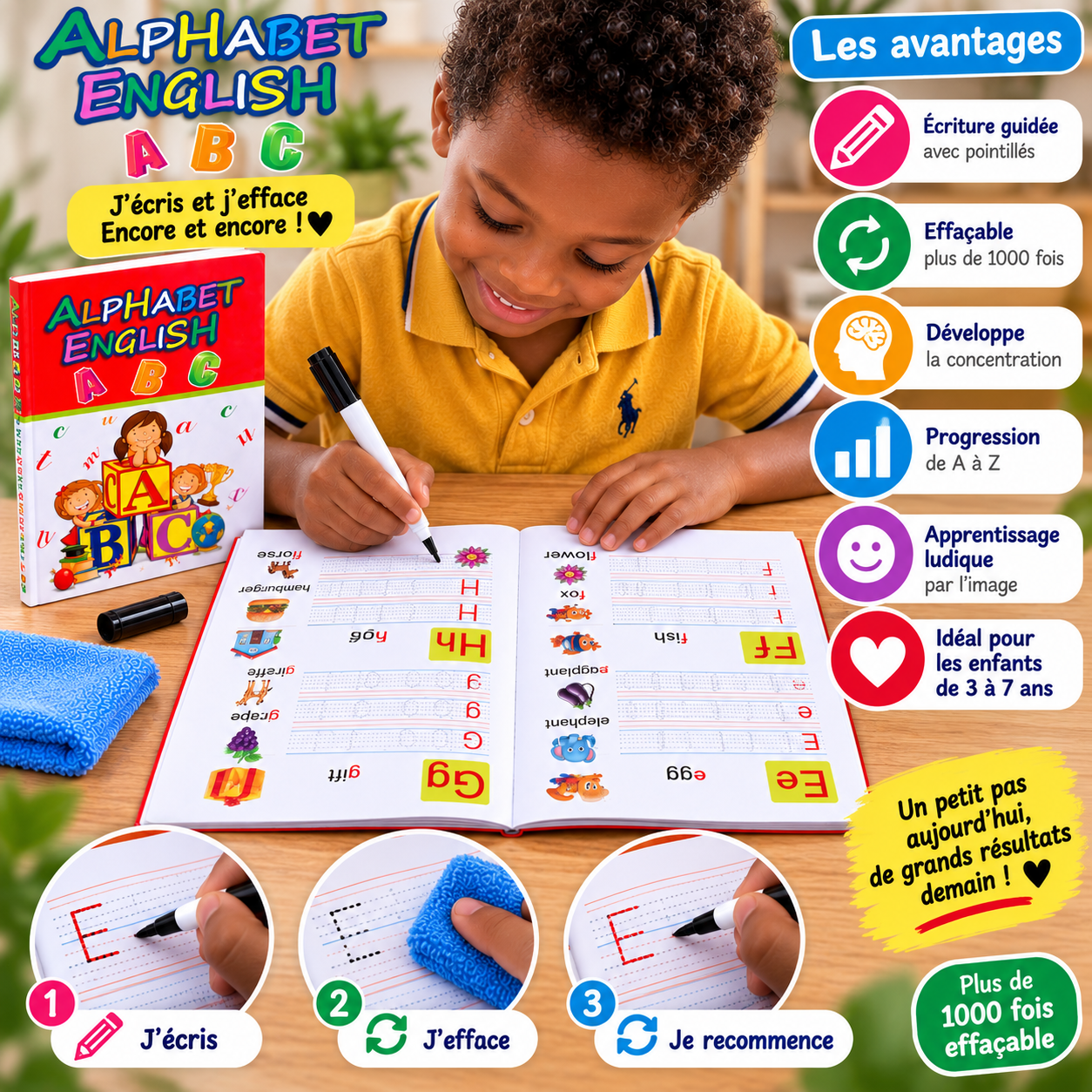 J'ecris, j'efface plus de 1000 fois - Alphabet en anglais