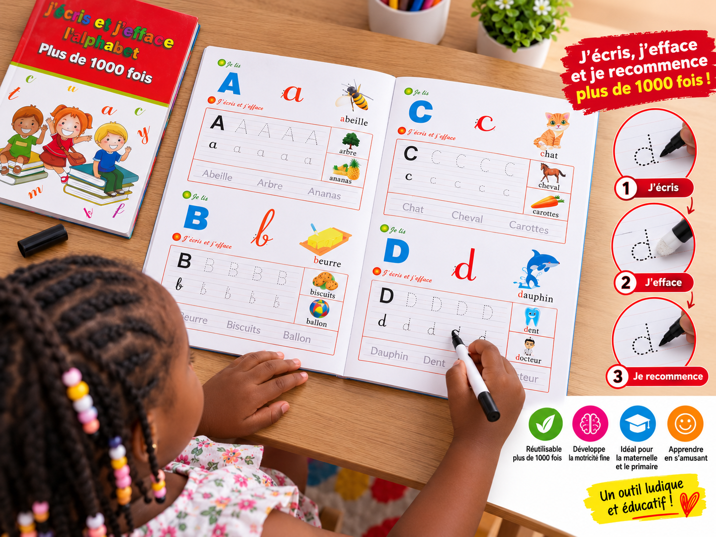 J'écris, j'efface plus de 1000 fois - Alphabet français